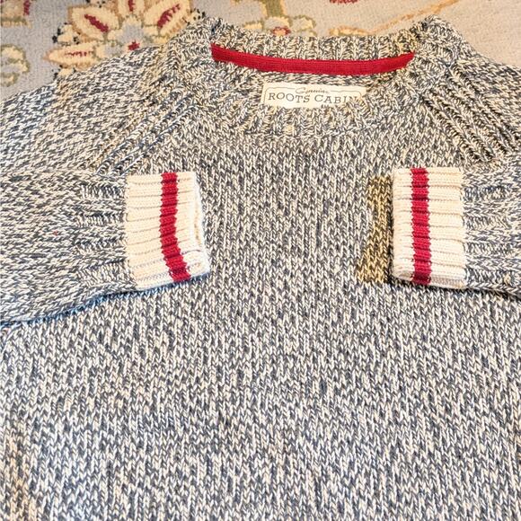 Roots Cotton Knit Sweater Mens XS Black Red Canada Cabin Collection Pullover - Picture 3 of 9